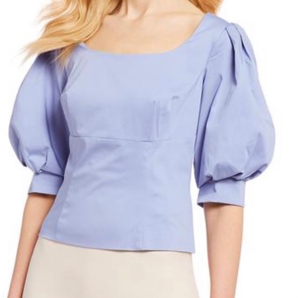 NWOT Antonio Melani Levi French Blue Puff Sleeve Blouse Size 6